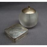 A late Victorian silver and glass desk match strike, with a domed cover and ribbed body, London,