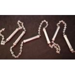 A continental white metal 800 standard necklace with oval links and cylindrical barrels, 86.