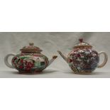A Chinese porcelain teapot of spherical form decorated with birds and flowers together with a