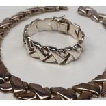 A Mexican silver X link necklace and matching bracelet,