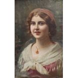19th Century Continental school Head and Shoulders Portrait Oil on canvas laid onto