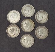 Seven George V silver half crowns dated 1913, four 1916,