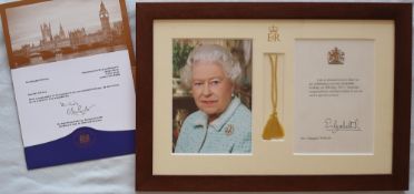 HRH Queen Elizabeth II A framed 100th birthday card to Mrs Margaret Williams with a printed