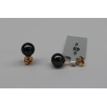 Gemporia - A pair of 18ct gold Tahitian cultured pearl earrings,