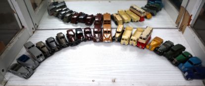 A collection of Dinky models including Lagonda, Armstrong Siddeley, Observation Coach, Austin Devon,