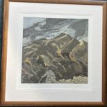 Sir Kyffin Williams A farmer before a mountain range A limited edition print, No.166/250 54.