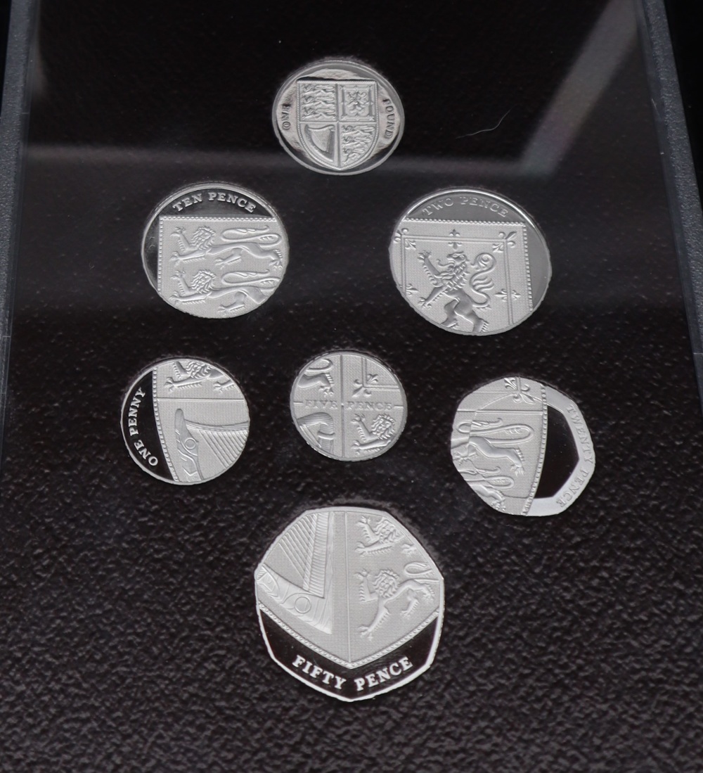 The Royal Mint - A 2008 United Kingdom Coinage Royal Shields of Arms Platinum Proof Collection, - Image 2 of 3