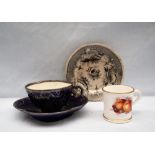 A Royal Worcester miniature porcelain cabinet coffee can, painted with apples,