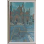 Irene Halliday St Marks Square Gouache Signed and The Torrance Gallery label verso 23 x