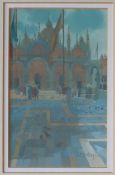 Irene Halliday St Marks Square Gouache Signed and The Torrance Gallery label verso 23 x