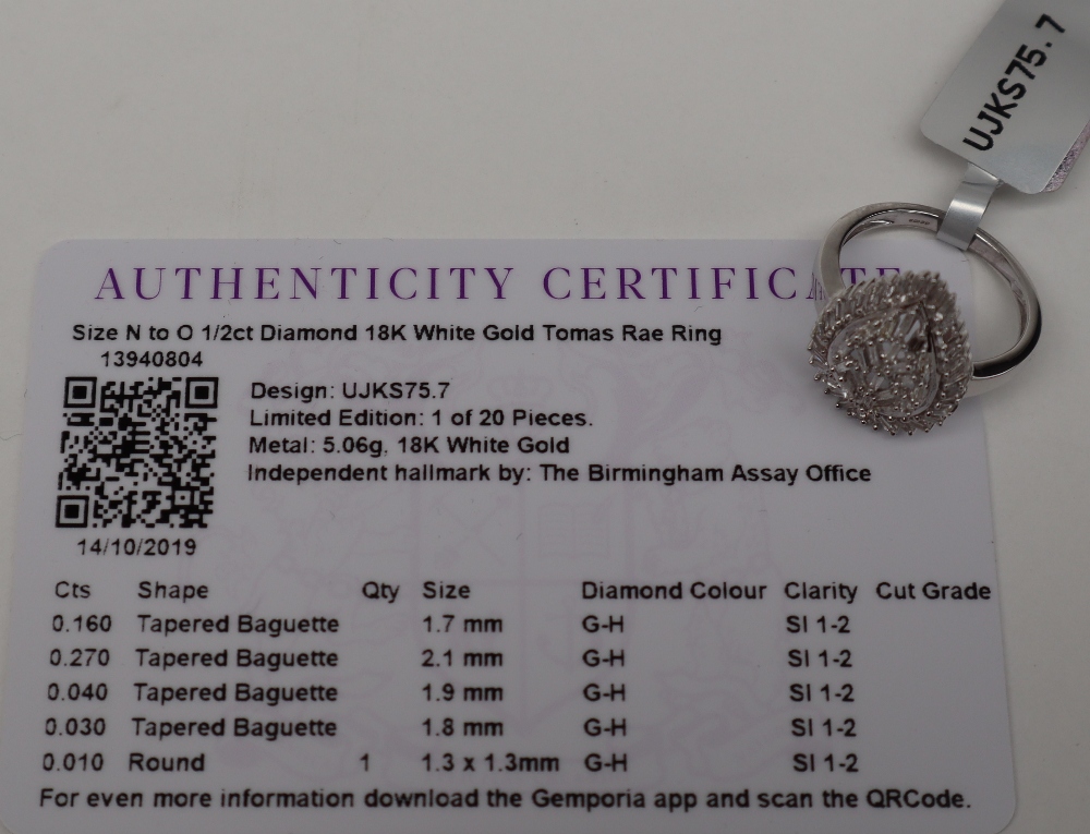 Gemporia - An 18ct white gold diamond set Tomas Rae ring, - Image 7 of 7