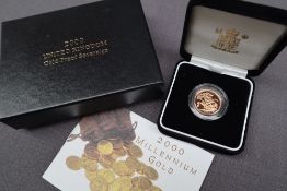 An Elizabeth II gold Sovereign dated 2000, (Royal Mint Millennium gold limited edition No.