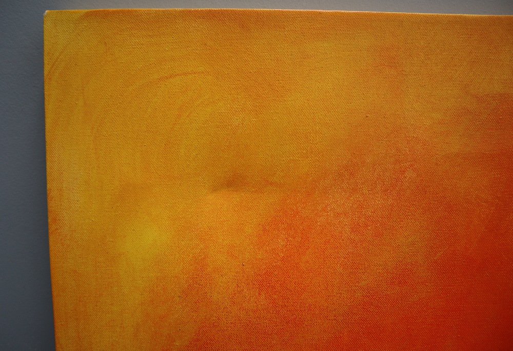 John Barker Abstract in reds and oranges with flowers in the foreground Oil on canvas Signed 102 x - Bild 3 aus 5