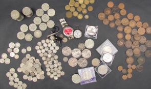 A collection of coins including Pennies and half pennies, Victorian Crowns, Half crowns, 3d coins,