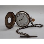 A silver half hunter pocket watch,