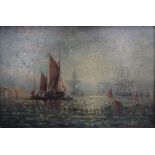 Adolphus Knell Sailing Ships in a harbour Oil on board Signed 14.