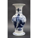 A K'ang Hsi period, Ching Dynasty baluster vase painted with a mountainous landscape scene,