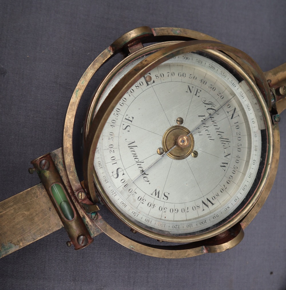 A Joseph Casartelli brass miners dial, the silvered dial inscribed "J Casartelli's Patent 241, - Image 3 of 8