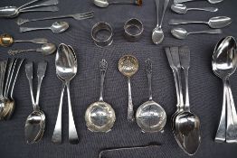 A set of three George III silver fiddle pattern table spoons, London, 1827, John,