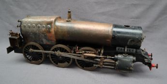 A copper and steel live steam engine together with a large brass boiler body