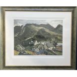 Sir Kyffin Williams A village by a loch and hills A limited edition print, No.