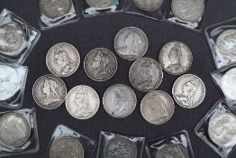 A George IIII silver Crown dated 1821, together with a collection of Crowns dated 1819, 1822, 1887,