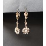 A pair of diamond cluster drop earrings,