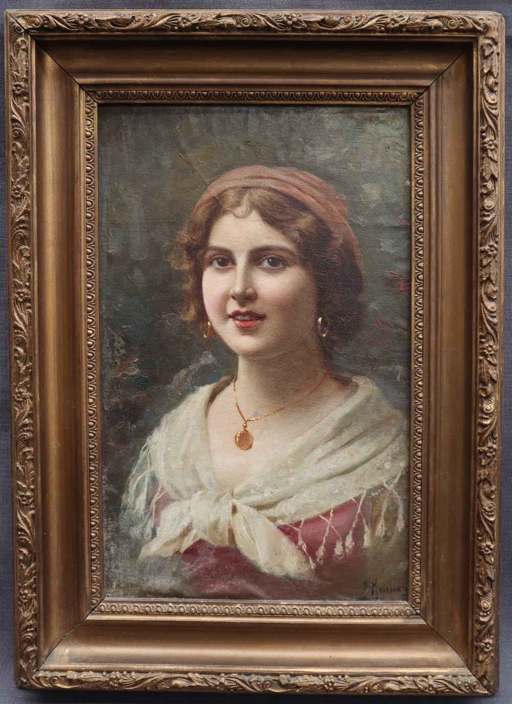 19th Century Continental school Head and Shoulders Portrait Oil on canvas laid onto - Image 2 of 7