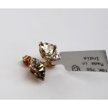Gemporia - A pair 18ct gold Csarite and diamond earrings, with a triangle 3.