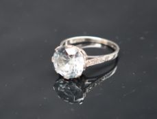A blue Zircon and diamond ring,