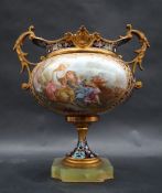 A French Sevres style porcelain, enamel,