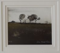 John Knapp Fisher Trees on the skyline Watercolour Signed and dated 1995 11 x 12cm **Artist resale