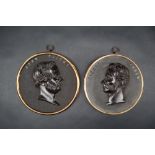 Two Bois Durci portrait roundels of "Richard Cobden" and "John Bright", in copper and brass frames,