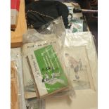 Assorted sporting memorabilia including a rugby ball, tankards, cricket jumpers, cricket books,