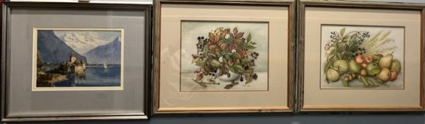Aino Facevicius Still life study of a vase of wild fruit Watercolour Together with a companion (a