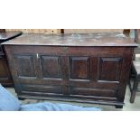 An 18th century oak coffer,