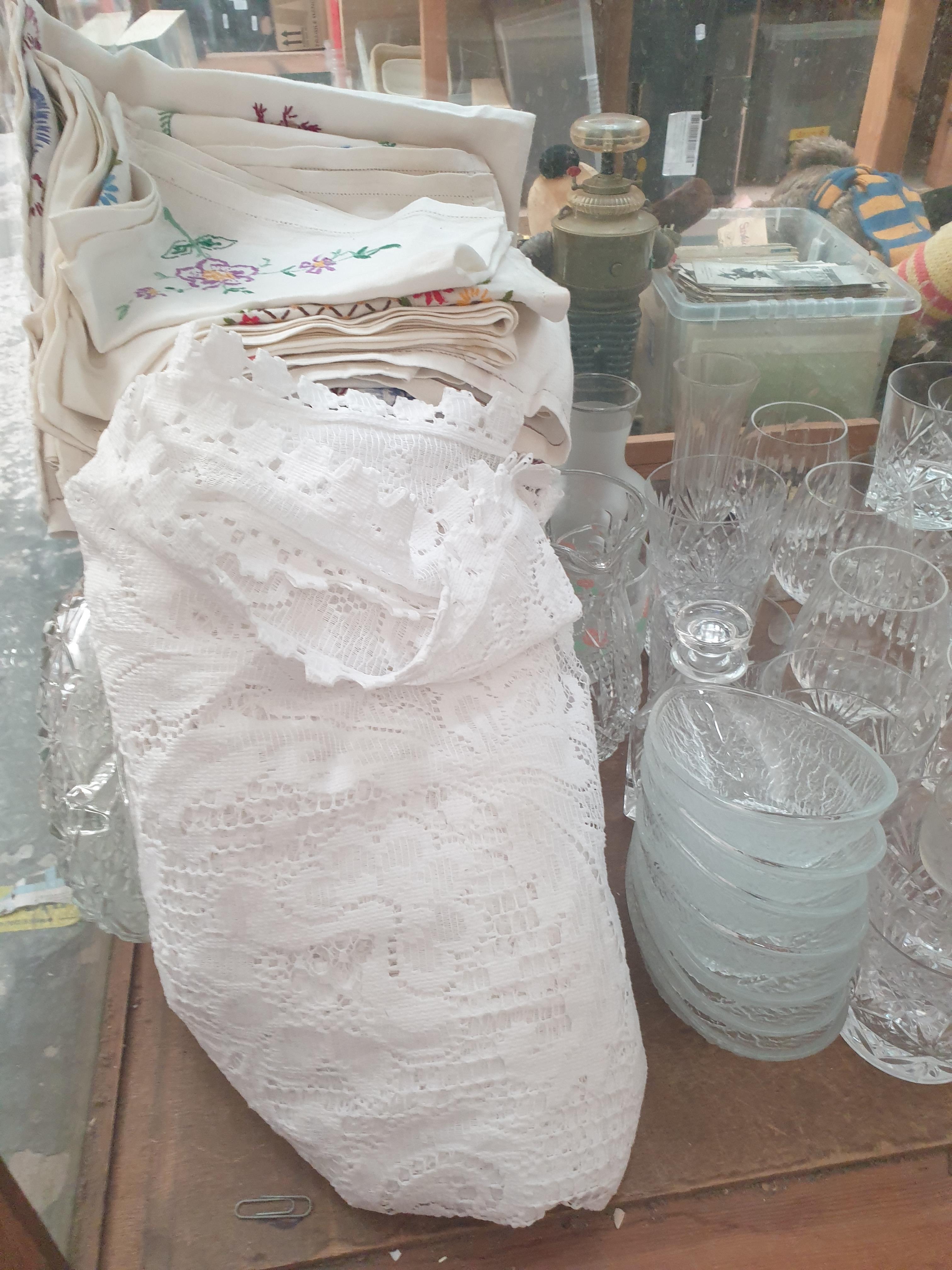 A collection of crystal drinking glasses,