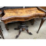 A Victorian burr walnut card table,