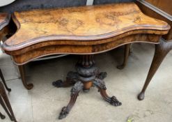 A Victorian burr walnut card table,