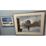 20th century Continental School A Venetian scene Watercolour Together with another watercolour of a