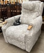 The Ascot riser recliner upholstered electric chair, in Melodia Flower Oatmeal,