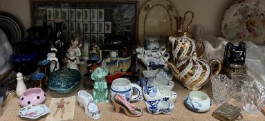 A Mdina single stem vase, together with pottery figures, model cars, vases, cigarette cards,