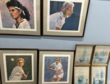 After Jonas, a set of four limited edition prints of Tennis Players, signed in pencil to the margin,