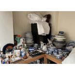 A Royal Doulton figure Silks and Ribbons together with assorted character jugs, various plates,