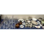 A Wedgwood Quince pattern part dinner set together with drinking glasses,