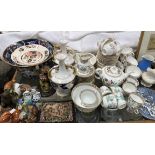 A Wedgwood part tea set together with other part tea sets, figures, vases,