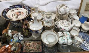A Wedgwood part tea set together with other part tea sets, figures, vases,