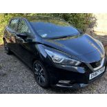 A 2017 black Nissan Micra Acenta IG-T Euro 6, 898cc, petrol, registration number DV67 YHS Manual,