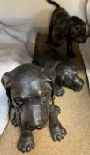 Three modern bronze puppy models