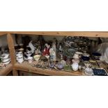 Assorted Royal Doulton figures, together with other continental figures, part tea sets,